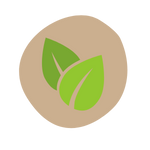 Symbol świeżych produktów. Zielone listki na beżowym tle.