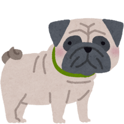 Ilustracja buldoga z zieloną obrożą