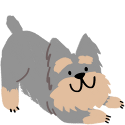 Ilustracja wesoły szary pies z wyciągniętymi łapkami do przodu