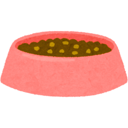 Ilustracja pastelowa czerwona miska z karmą dla zwierząt