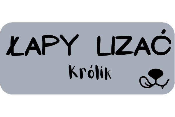 Szary przycisk do planu dietetycznego Łapy Lizać z królikiem