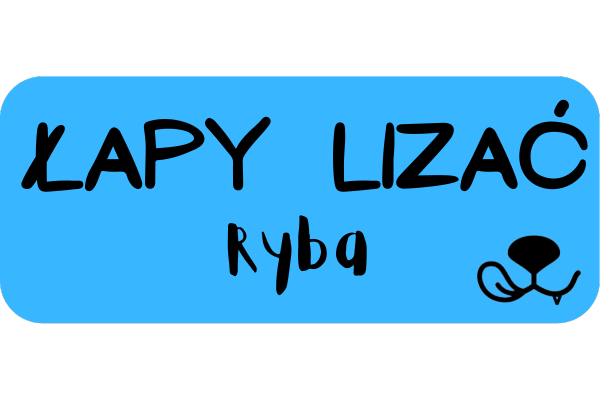 Niebieski przycisk do planu dietetycznego Łapy Lizać z rybą